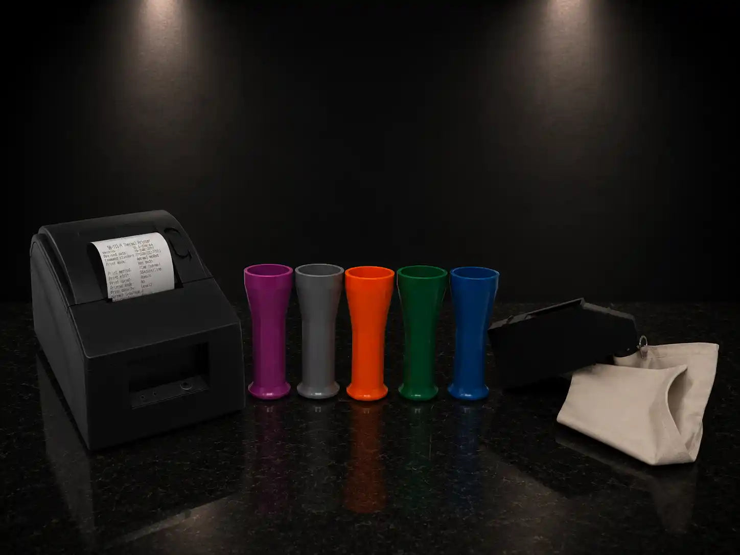 Cash handling accessories including coin tubes adapters bags and cables