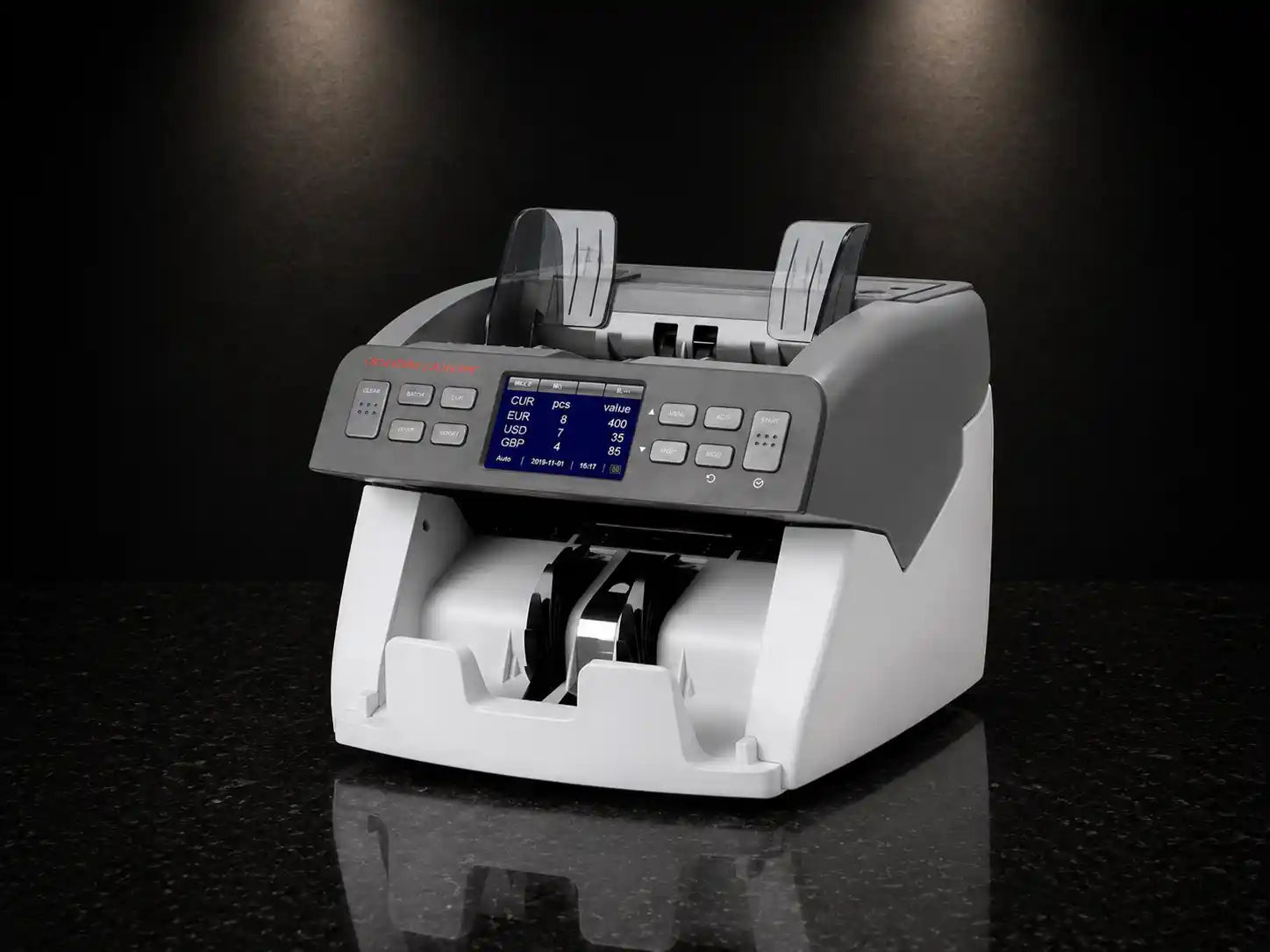 Top load bill counter for high-speed counting of large cash volumes