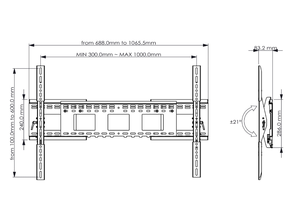Heavy-Duty Tilting TV Wall Mount for 32" to 90" - Beartvmounts - BM-T3290300